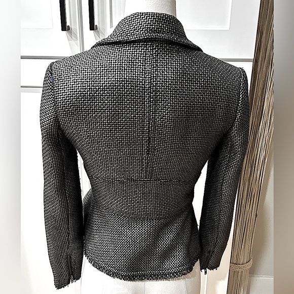 NWOT Banana Republic Gun Metal Metallic Tweed Moto Jacket - Picture 3 of 7